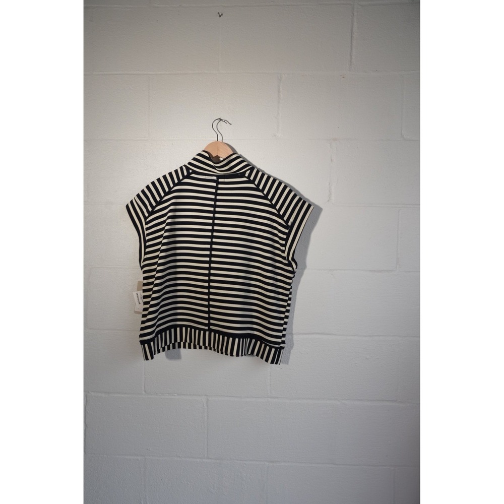 Callie Mac Striped Quarter Zip Vest Womens Large Navy‎ White Sleeveless Top - Picture 6 of 6